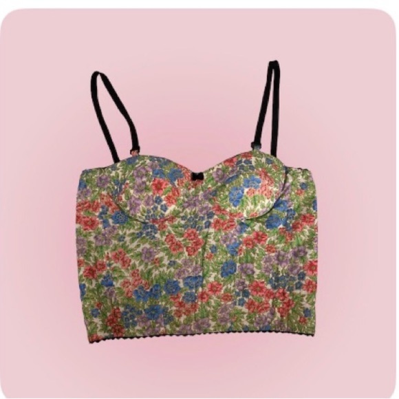 Floral Corset Zippered closure in back & removable straps Size L - Picture 1 of 6